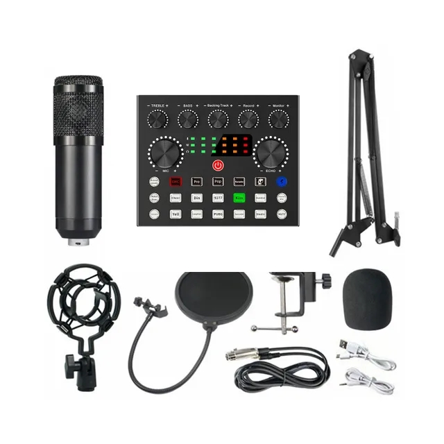 Live sound card bm800+v8s Bluetooth Mixer Condenser Microphone Audio Sound Card Live Broadcast Recording USB 3.5mm