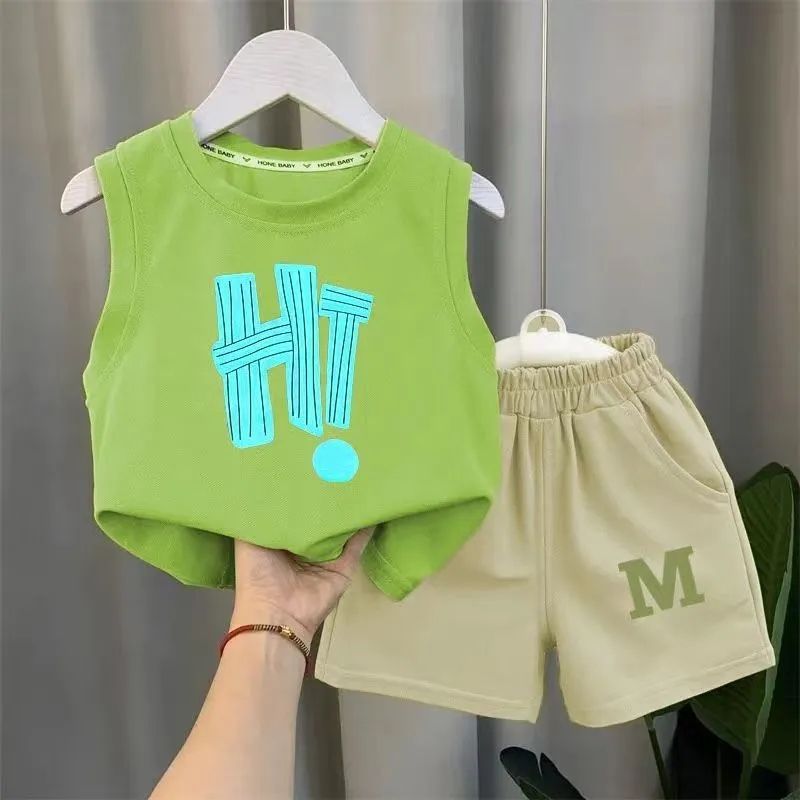 Children Sets Kids Clothes Boys Girls Vest Suit Summer Children's Clothing baby T-Shirts Shorts Tank Top Sleeveless