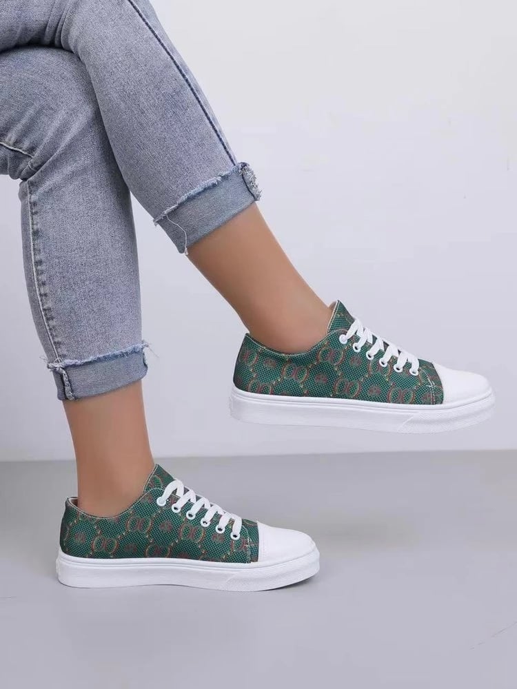 New Fashion Women's Printed Canvas Shoes Casual Women's Non-slip Vulcanized Flat Shoes Summer Casual Canvas Shoes 43