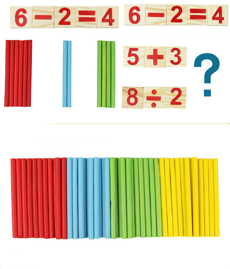 Wooden children counts kindergartens Montessori mathematics teaching aids baby early education digital stick toys