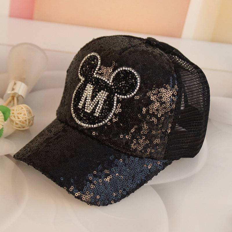 Spring and summer baseball cap visor cap sunscreen breathable mesh boys and girls Korean version sequins mesh cap