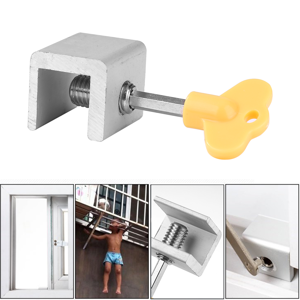 Adjustable Sliding Window Limit Locks Stop Aluminum Alloy Door Frame Security Lock with Keys for Home and Office