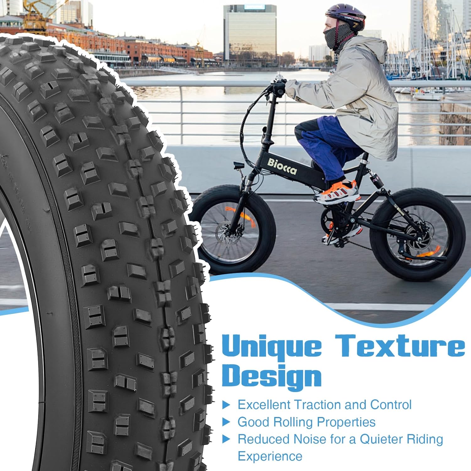MEGHNA Fat Bike Tire 16/18/20/26 inch Electric Bike Tire Fat Tire 16/18/20/26 x 4.0 inch High Traction Replacement All - Terrain for Fat Bike E-Bike