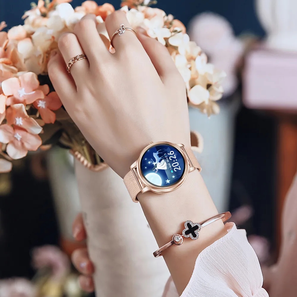 MK20 Women Smart Watch Fashion Ladies Full Screen Touch Smart Watch Pedometer Heart Rate Sleep Tracking Watches