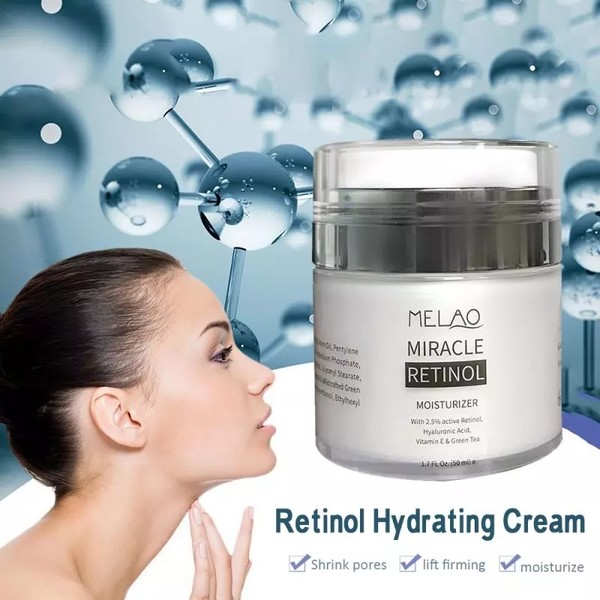 MELAO 50g Day Night 2.5% Retinol Cream Hyaluronic Acid Reduces Wrinkles Fine Lines Face Cream Retinol Moisturizer Cream TSLM1