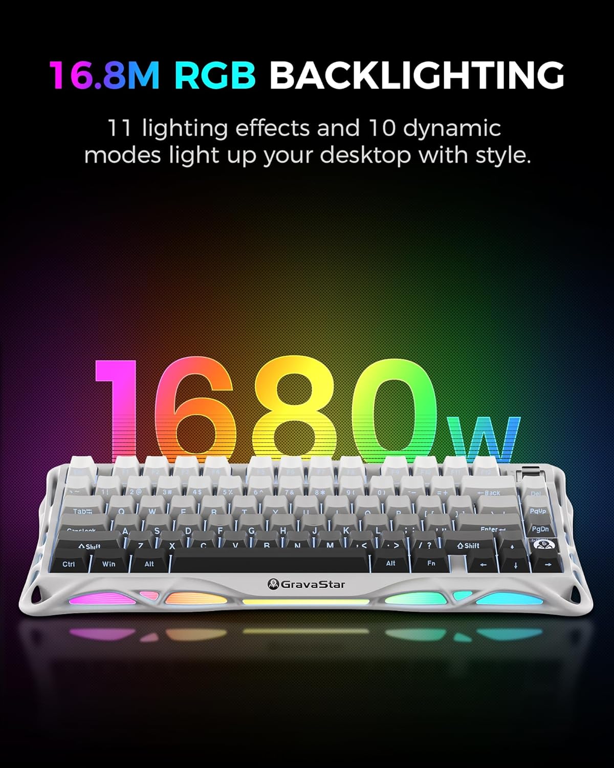 GravaStar Mercury K1 75% Wireless Mechanical Gaming Keyboard, Aluminum Alloy Exoskeleton Design, Gasket Custom Keyboard Hot-Swap Socket, Linear Switch