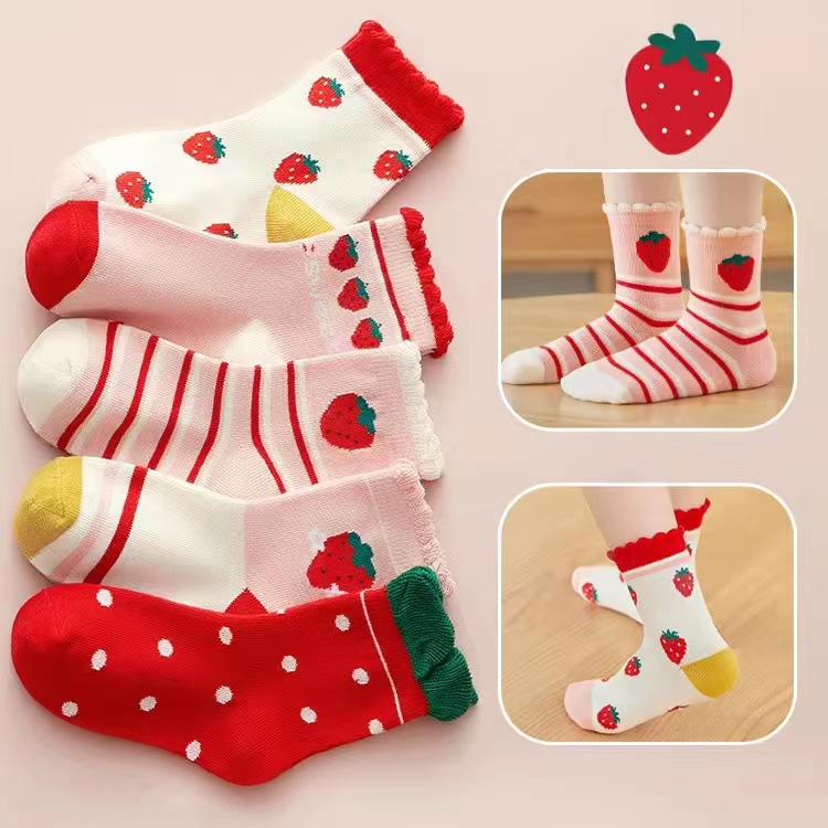 5 Pairs/batch Of Children's Socks Cute Children's Cotton Socks Baby Girls' Socks 1-12 Years Old Autumn And Winter Miaoyutong