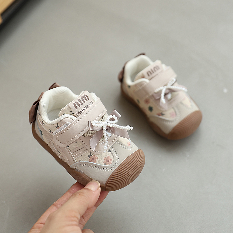 Baby Casual Shoes Soft Sole Princess Style for Girls Fashion Shoes Sweet Back Bows Autumn New Kids Walking Shoes