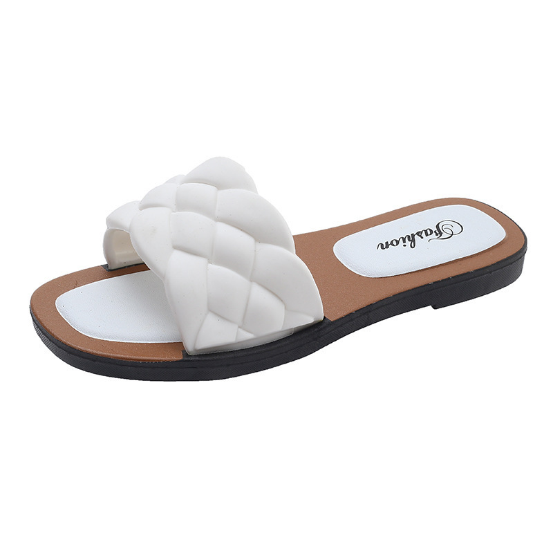 Slippers Women Summer Cross border E-commerce Popular One word slippers Fried Dough Twists fashion Roman style wear soft bottom