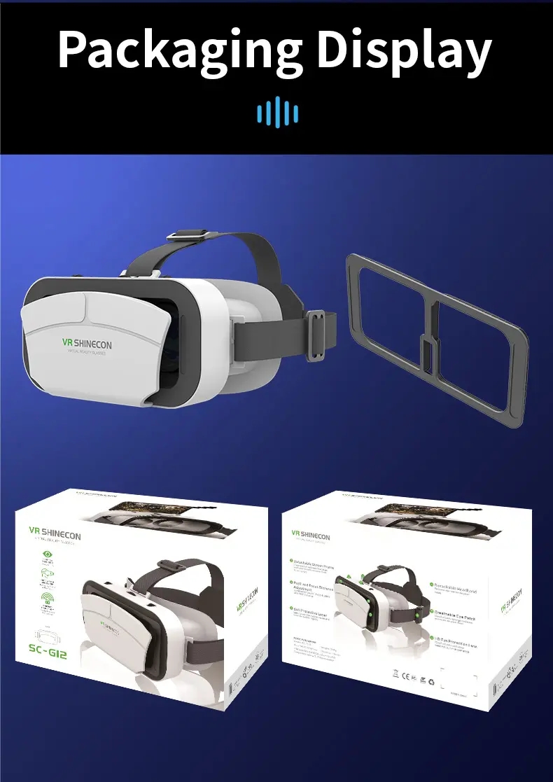 G12 IMAX Giant Screen Virtual Reality Glasses HD 3D Movie Google Cardboard Box VR Helmet for 4.7-7" Phone,Support Game Joystick