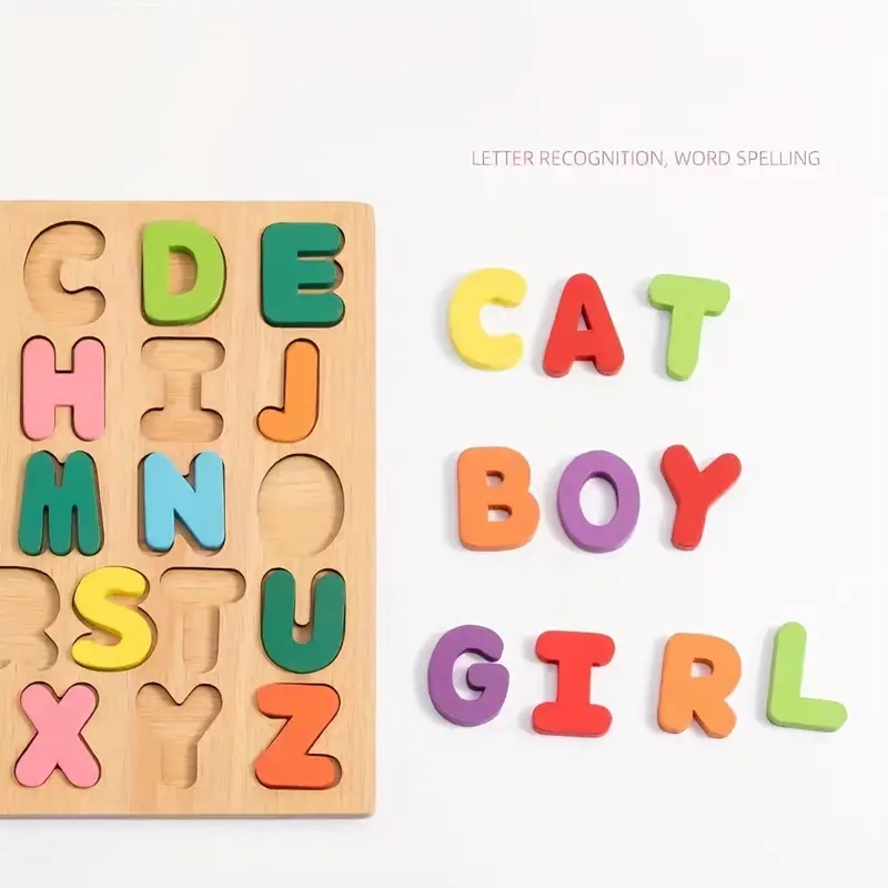 Early Education Scratch Board Alphabet Puzzle Matching Toy, Wooden Educational Toys For Toddlers And Children