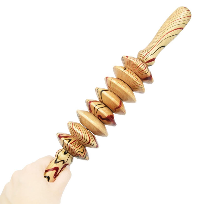Wooden fitness roller sports injury gym body leg trigger point muscle roller stick massager health care