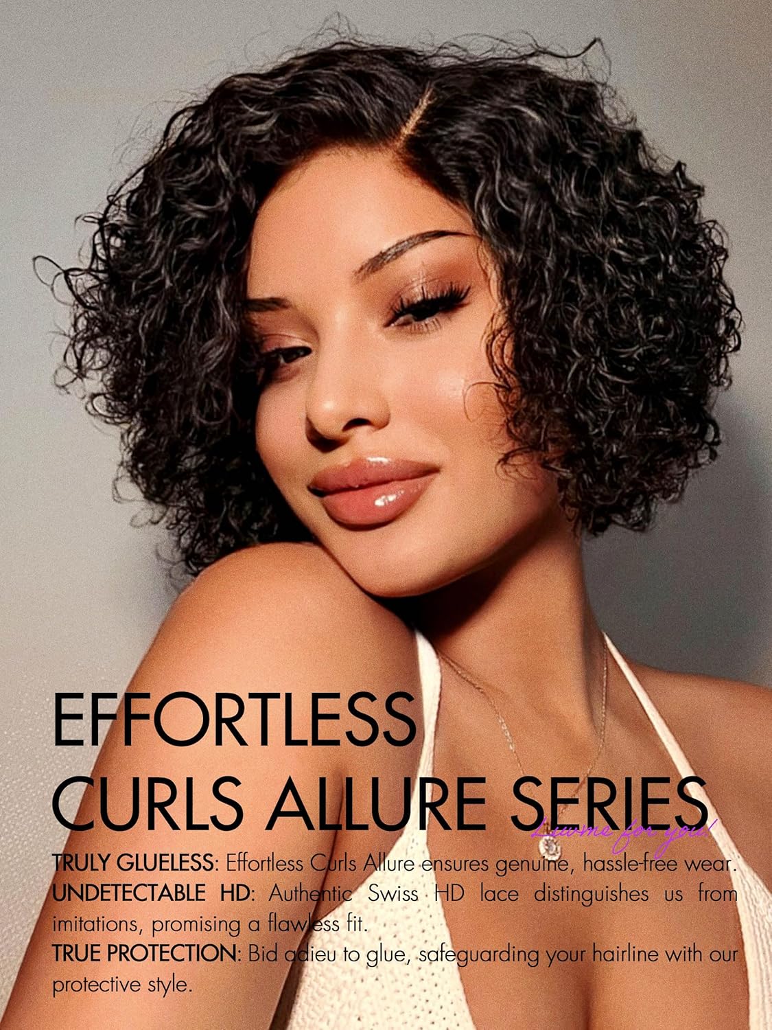 LUVME HAIR 8" Curly Glueless Without Spray Wigs Human Hair Pre Cut/Plucked, Undetectable HD Lace Wig Ready to Go Lace Bob Wig Short Curly 180 Density