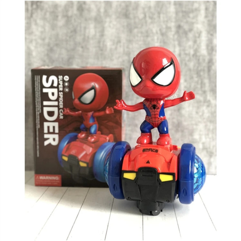 Disney Spiderman Captain America Anime Figure Balance Car Kart Marvel Movie Children's Cool Electric Light Music Toys Kids Gift