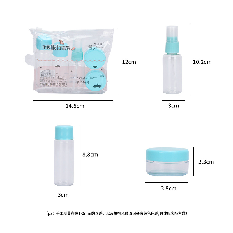 7pcs/Set water spray bottle travel empty pressed bottle shampoo cream lotion cosmetics bottles refillable bottles