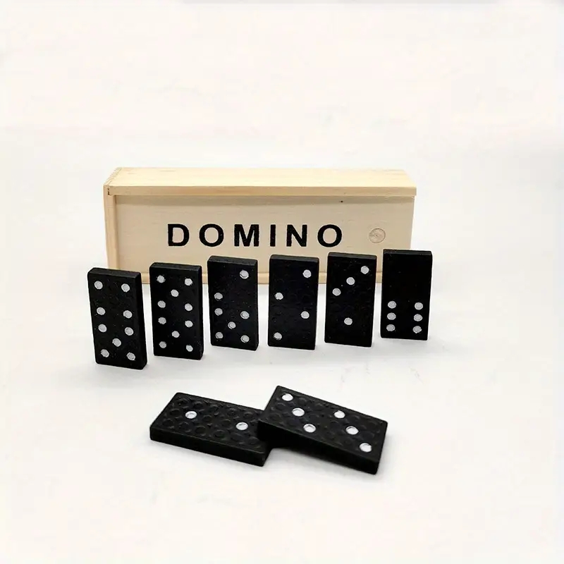 28pcs Black Dominoes, With Wooden Box, Wooden Board Game Teaching Aids ,gaming gift