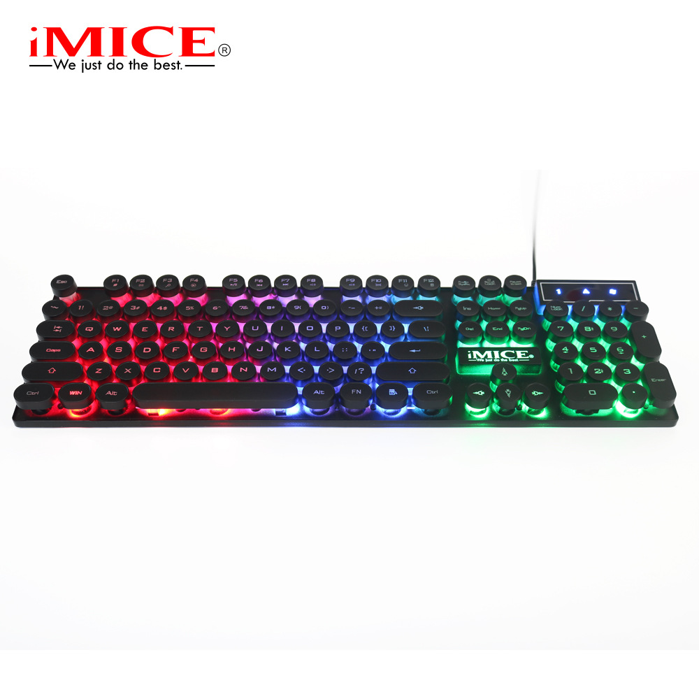 USB Desktop Punk Mechanical Handle Floating Round Hat Electronic Game Luminous Gaming Keyboard