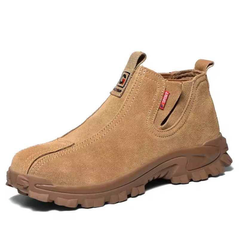 men's fashion steel toe caps work safety boots worker cow suede leather tooling shoes autumn winter security ankle botas protect