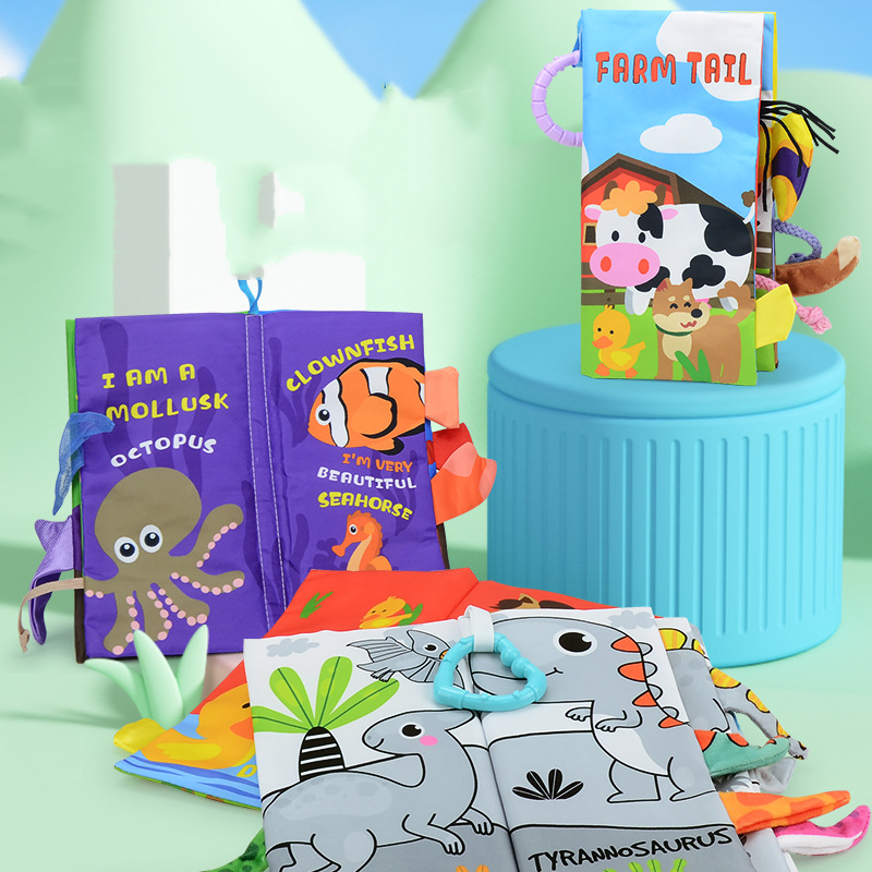 Baby 3D Cloth Book 0-3 Year Old Infant and Child Toys Can't Tear apart Early Education Jungle Animal Tail Cloth Book
