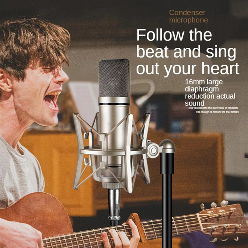 U87 Capsules Studio Sound Recording Condenser Microphone with Microphone Shock Mount Cardioid Condenser Studio XLR Microphone