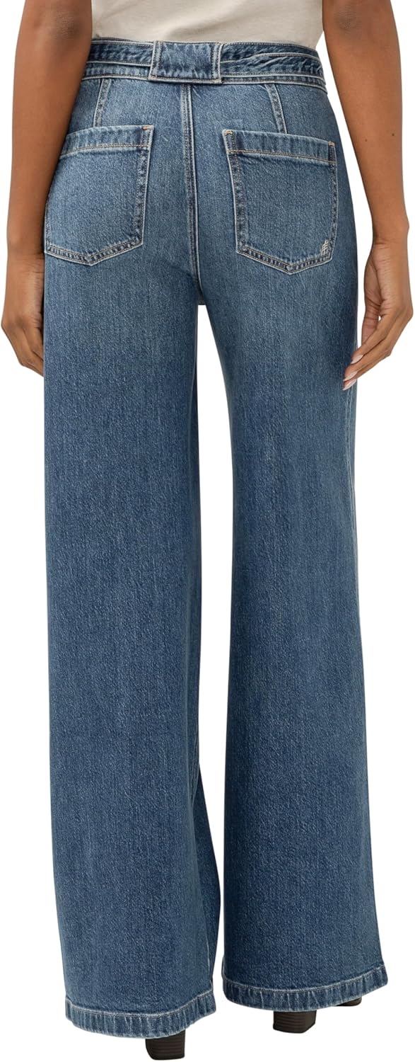 Silver Jeans Co. Women's Highly Desirable High Rise Belted Ultra Wide Leg Jeans