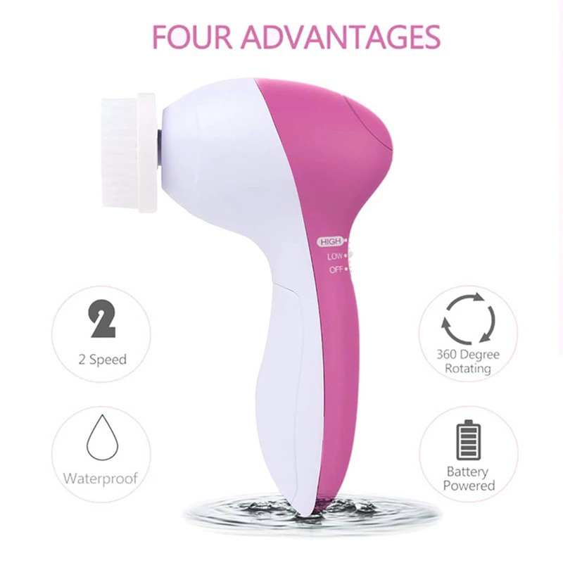 5 in 1 Face Cleansing Brush Silicone Facial Brush Deep Cleaning Pore Cleaner Face Massage Skin Care Waterproof Mini Facial Brush