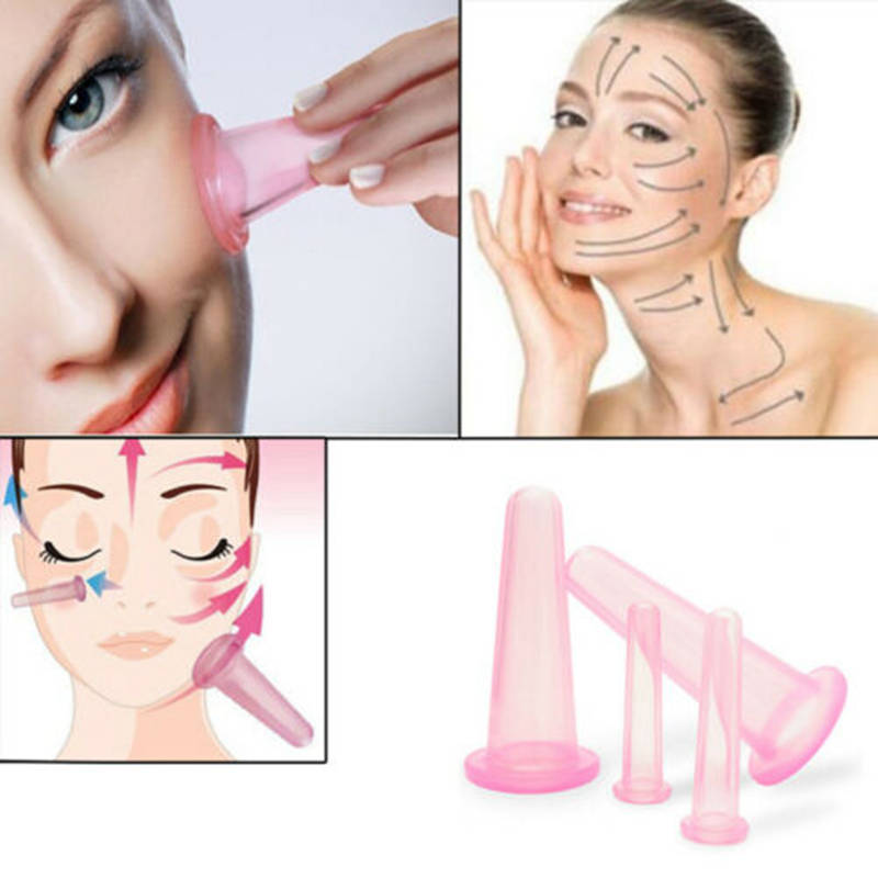 4pcs/set Silicone Massage Cups Set Facial Anti-Cellulite Medical Cupping Therapy