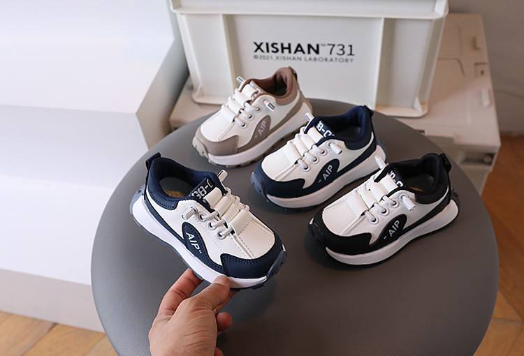 Children's Shoes Spring and Autumn Girls White Shoes Non-slip Children Baby Shoes Shell Head Sports Shoes Soft and Comfortable