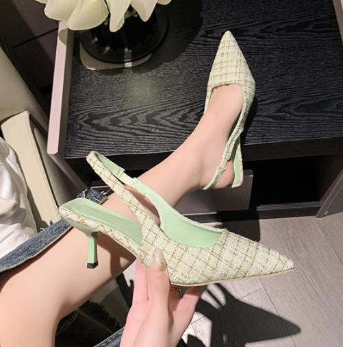 Brand Designer Slingbacks High Heels Pumps Women Pointed Blue Pointed Toe Party Shoes Summer Thin Heeled Sandals High Heel Shoes