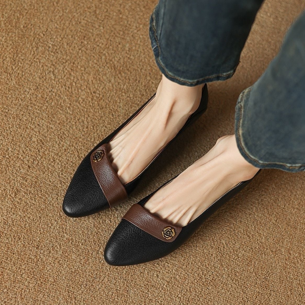 Spring Autumn Elegant Pointed Toe Thick Heel Women's Single Shoes New Shallow Mouth Versatile Comfortable Breathable High Heels