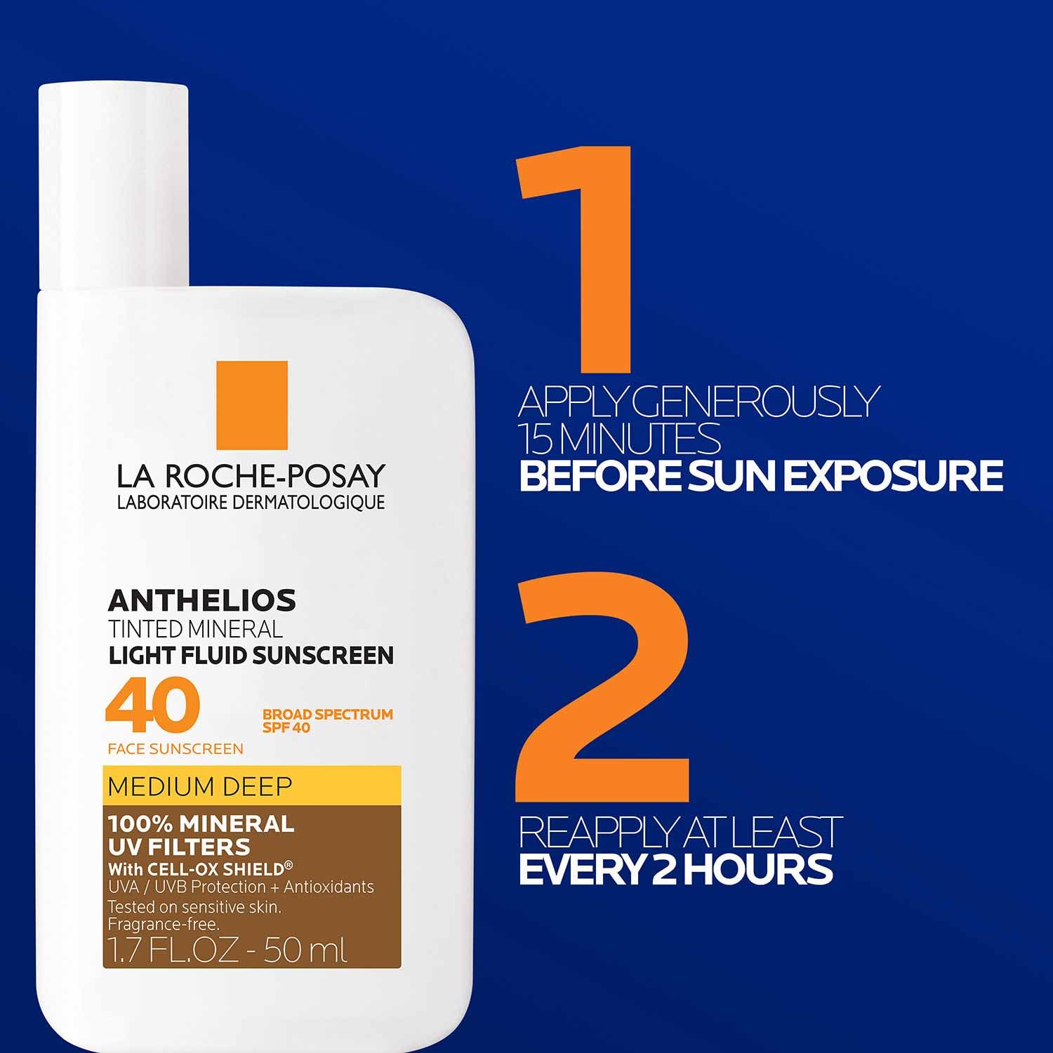 La Roche-Posay Anthelios Sunscreen SPF 40, Ultra-Light Fluid Broad Spectrum SPF 40, Face Sunscreen with Titanium Dioxide Mineral, Lightweight & Fast-A