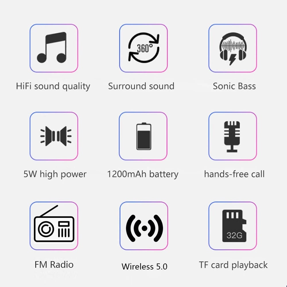 Portable Wireless Speaker Bluetooth-compatible Column Bass Mini Subwoofer Support TF Card USB Speakers FM Receiver/Radio With FM