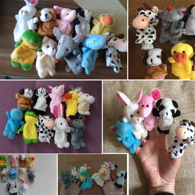 10pcs/ Cartoon Animal Velvet Finger Puppet Finger Toy Finger Doll Baby Cloth Educational Hand Toy Story