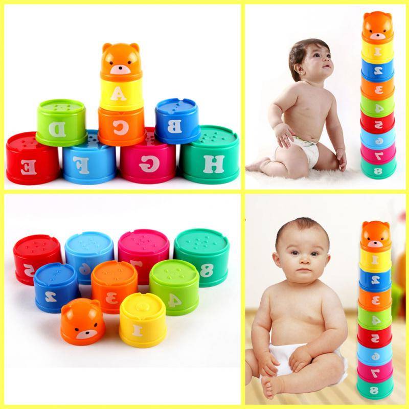 9Pcs\u002Fset Kids Educational Toy Letters Folding Cup