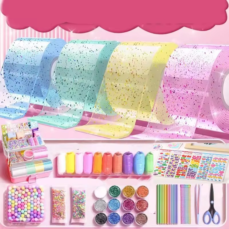 1PC PET Nano Tape Double-sided Tape Kneading Music Bubble Blowing Stress Relief Toys Adhesive Sealant