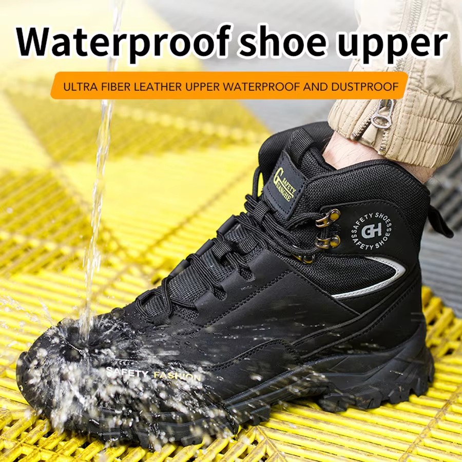 Construction Safety Shoes Men Waterproof Work Boots Anti-smash Steel Toe Shoes Puncture-Proof Indestructible Shoes Safety Shoes