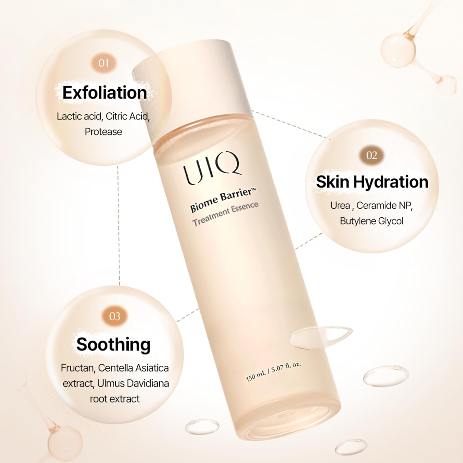 UIQ Biome Barrier Treatment Essence Nourishing, Hydrating, Moisturizing Toner l Korean Skincare for All Skin Types | Daily Gentle Dead Skin Cell Care