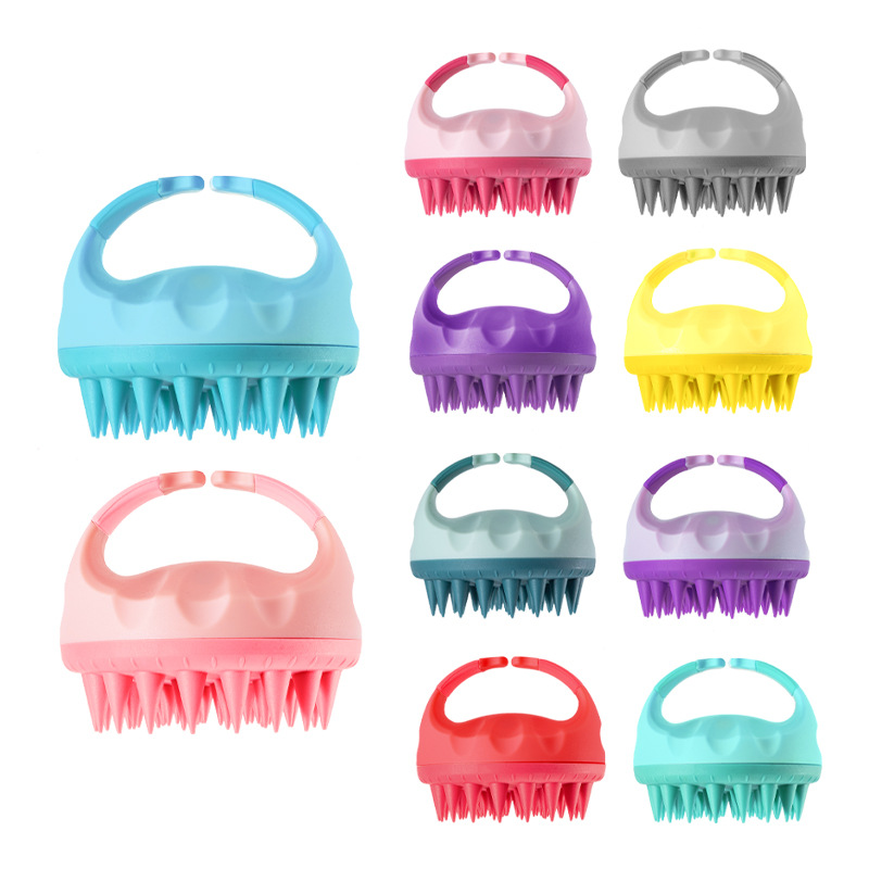 Portable Silicone Shampoo Brush Handheld Round Soft Scalp Hair Care Massage Bath Brush