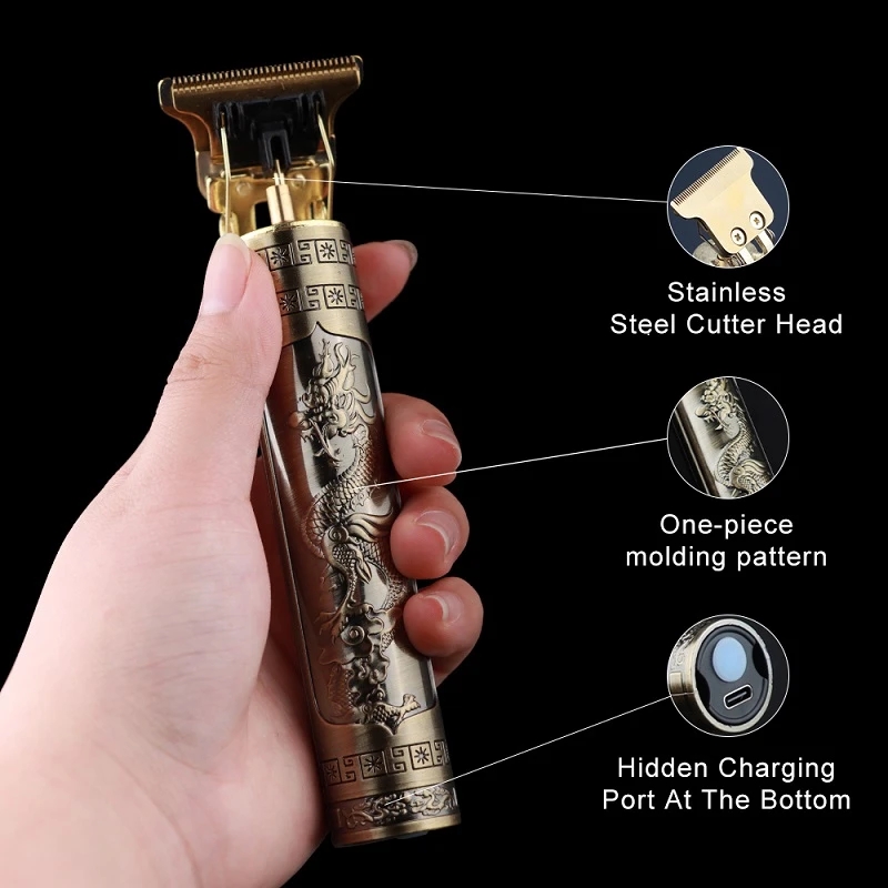 Barber Retro T9 Hair Trimmer Professional Razor Trimmer Kemei Heyar Cut Machine Wireless Hair Clipper Beard Man Shaving 0mm