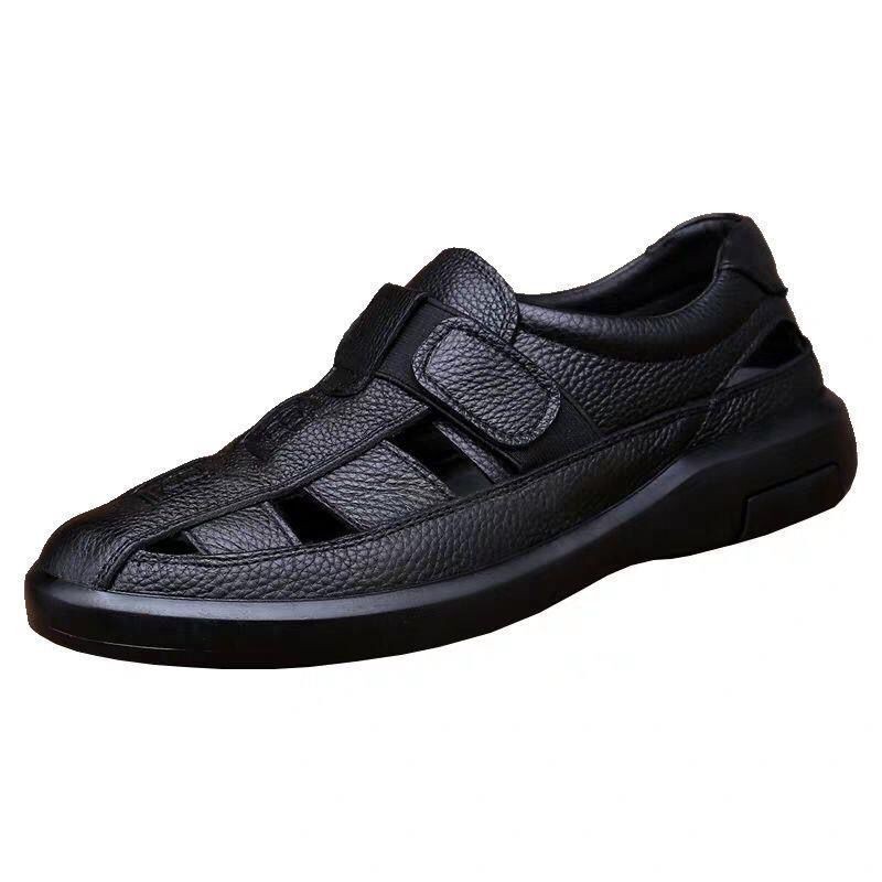 summer new sandals men's fashion versatile soft sole soft leather non slip breathable Baotou casual beach shoes