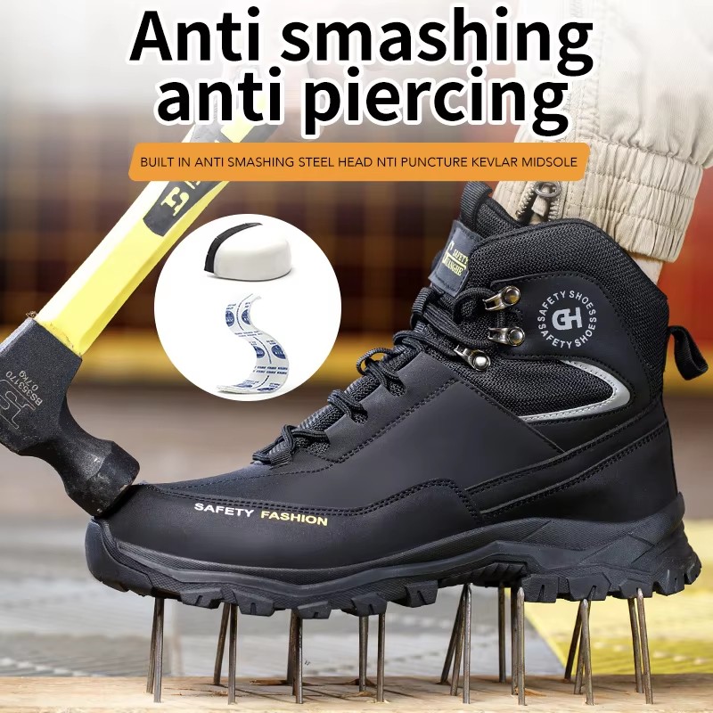Construction Safety Shoes Men Waterproof Work Boots Anti-smash Steel Toe Shoes Puncture-Proof Indestructible Shoes Safety Shoes