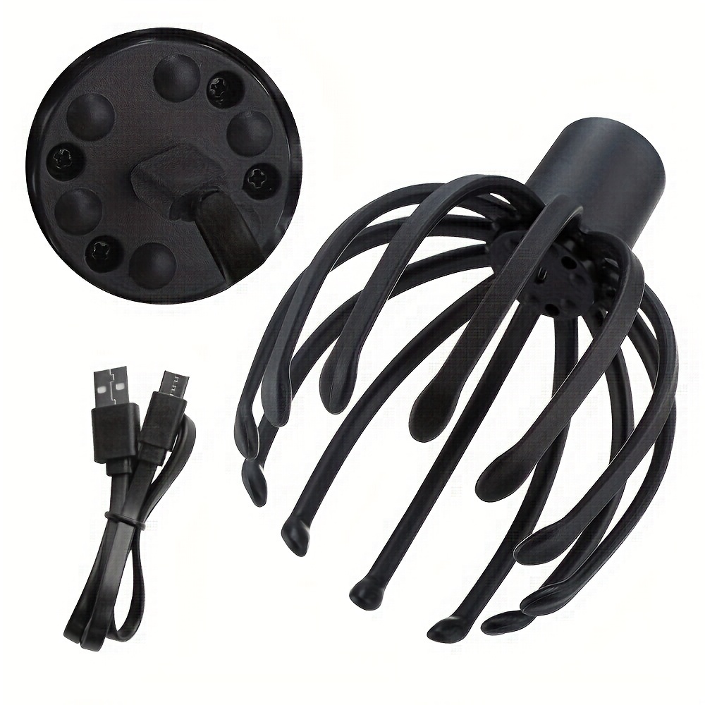 Electric Octopus Claw Scalp Massager Stress Relief Therapeutic Head Scratcher Stress Relief and Hair Stimulation Hands-Free USB