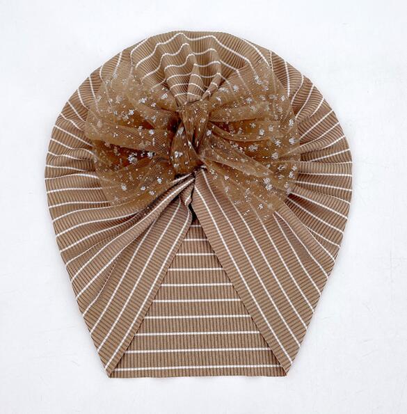 Baby thin mesh bow Princess Hat Baby stripe knot hat children's hat