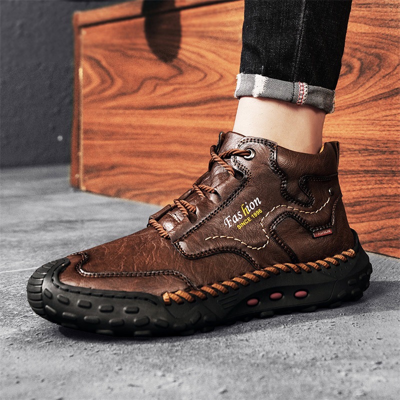 New Genuine Leather Shoes Men Plus Size Luxury Brand Mens Loafers Breathable Slip Driving Shoes