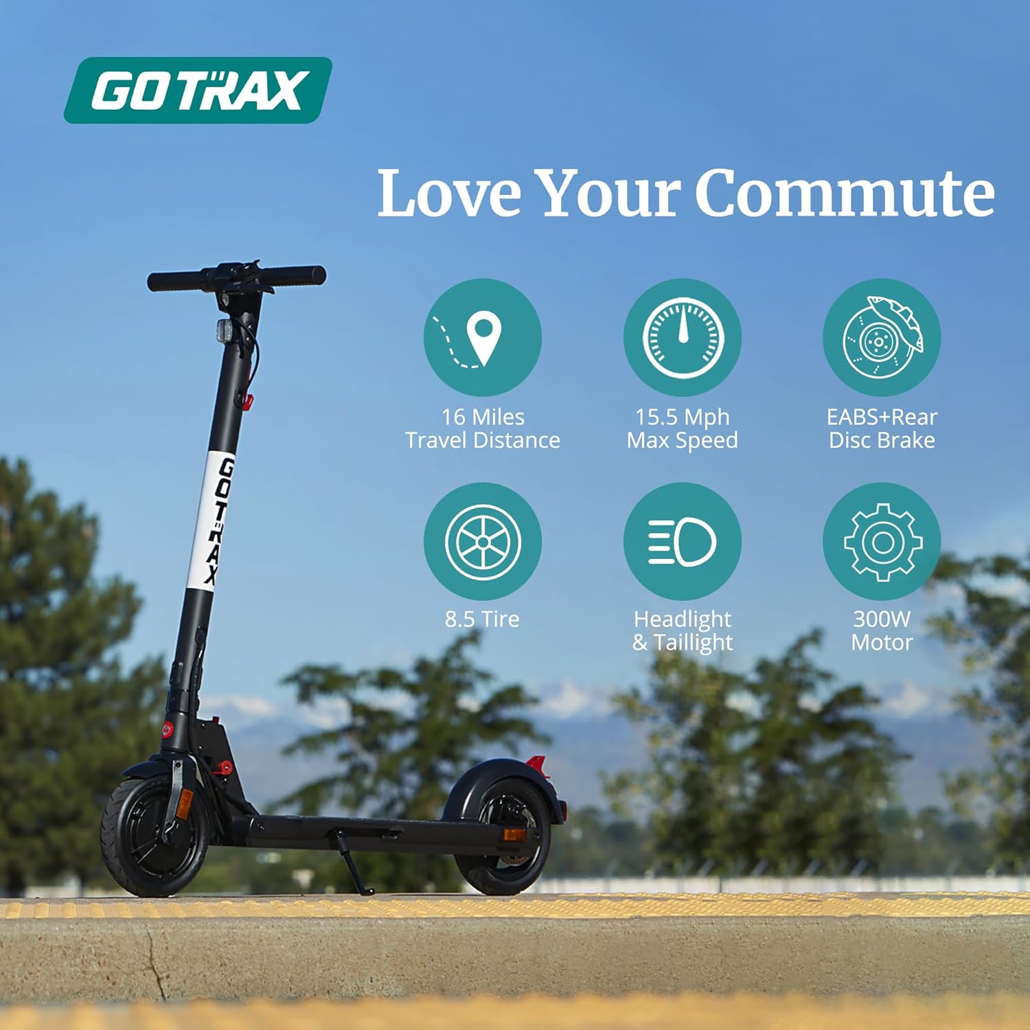 Gotrax XR Elite Electric Scooter for Adults, Max 16 Mile Range and 15.5Mph Speed 250W/300W Motor, 8.5" Tire, with Long Life Battery Durable Aluminum A