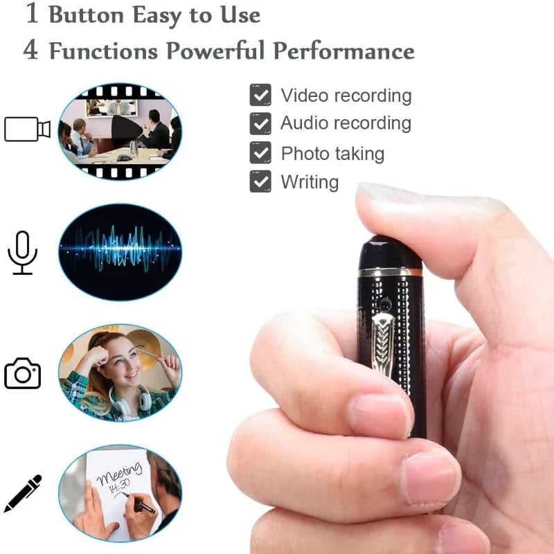 HD 1080P Portable Ballpoint Pen Mini Camera Take Photos Video&Audio Recorder Wireless DVR One Button Operation Micro Camcorders