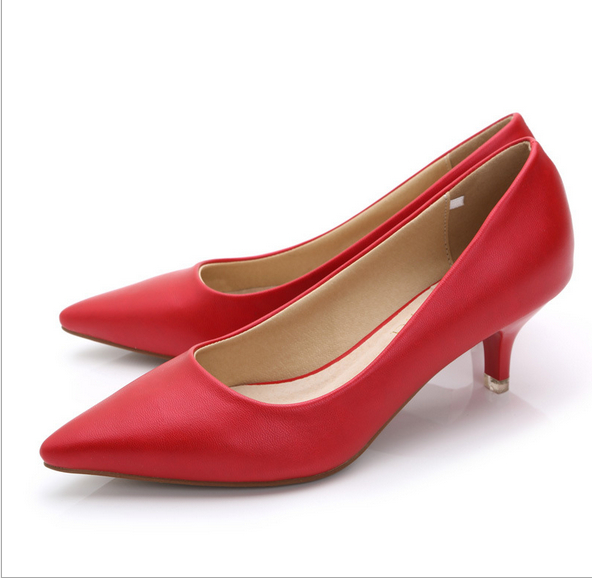 Nude Shallow Mouth Women Office Work Heels Shoes Elegant Ladies Low Heel wedding shoes woman chaussures femme
