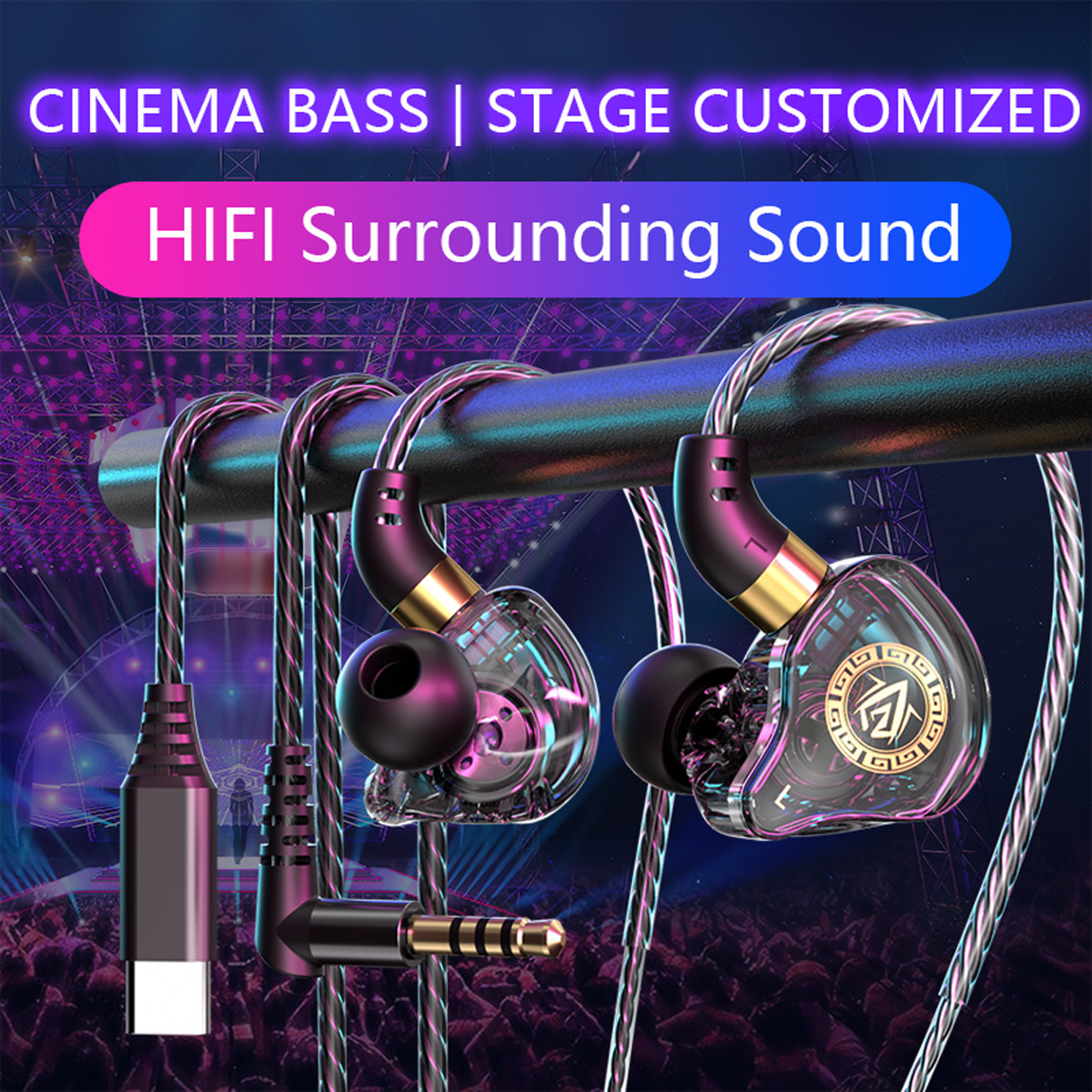 Wired Earphone 3.5mm Type C Digital Chip In Ear Headphone Wire-controlled Headset With Mic For iPhone 15 Android Samsung