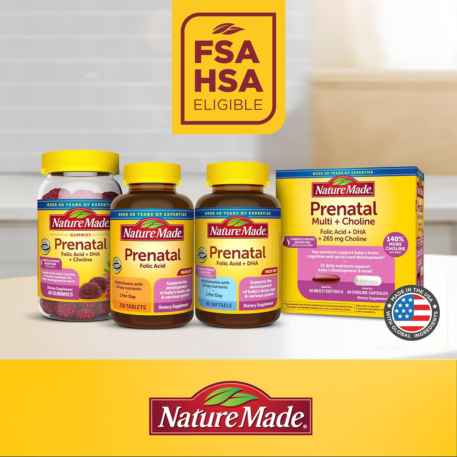 Nature Made Prenatal Gummies with DHA and Folic Acid, Prenatal Vitamins for Women for Daily Nutritional Support, 60 Gummies, 30 Day Supply