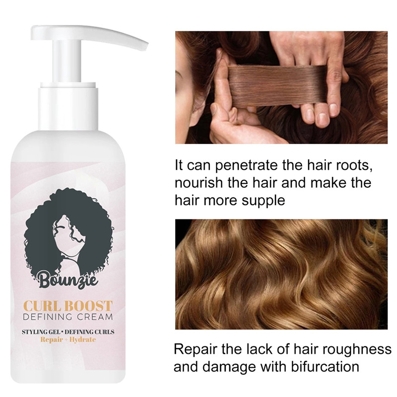 Bounzie Curl Boost Defining Cream Perfect Curls Hair Booster Cream Instant Effect Drying Frizz Control Hair Style Setting Cream